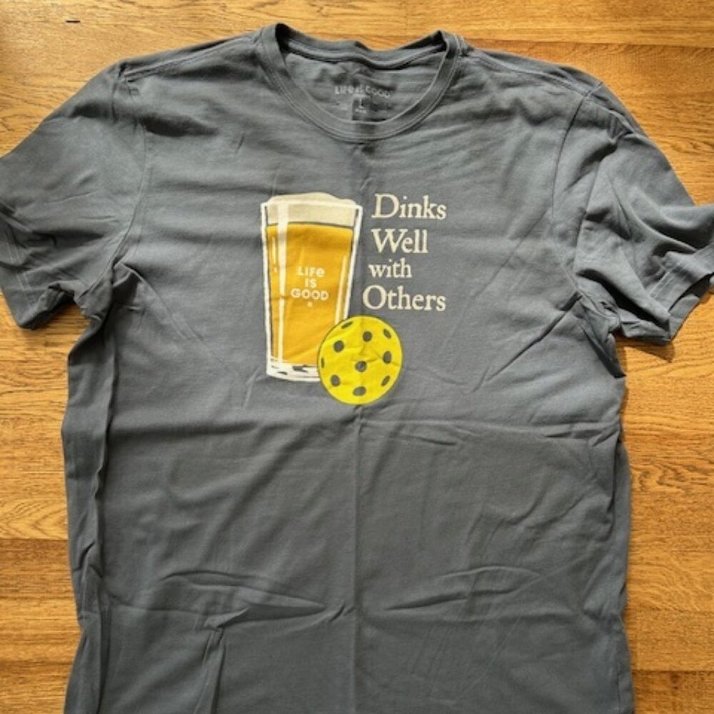 Life is Good Pickleball & Beer T-Shirt - Navy - Large